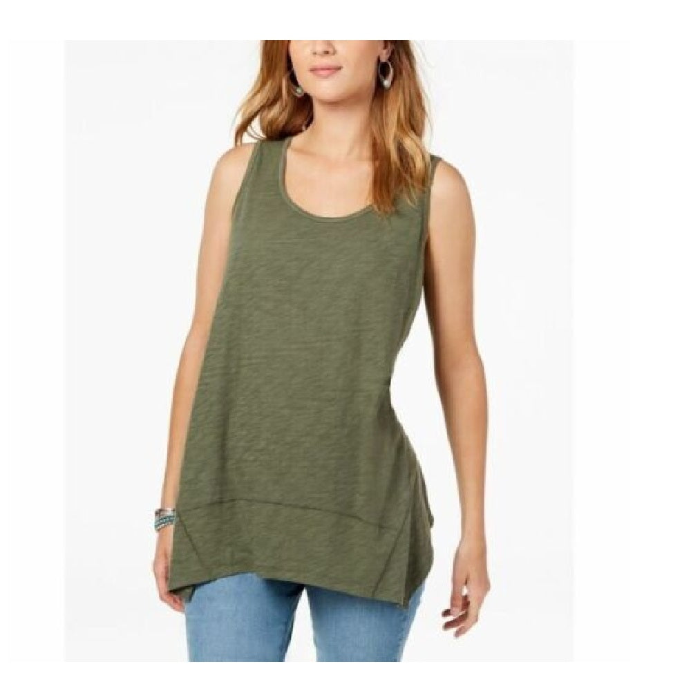 Style & Co Women's Handkerchief Hem Tank Top Green Size Small