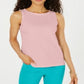Charter Club Women's Textured Cotton Tank Top Pink Size Large