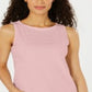 Charter Club Women's Textured Cotton Tank Top Pink Size Large