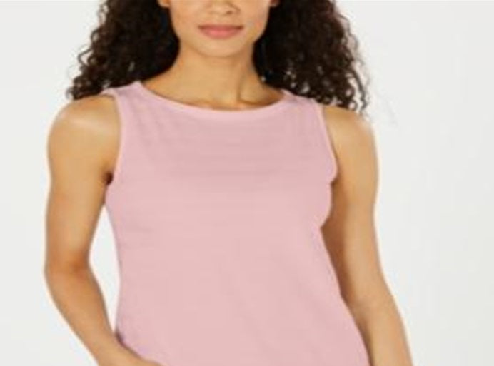 Charter Club Women's Textured Cotton Tank Top Pink Size Large