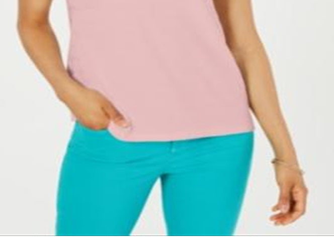 Charter Club Women's Textured Cotton Tank Top Pink Size Large