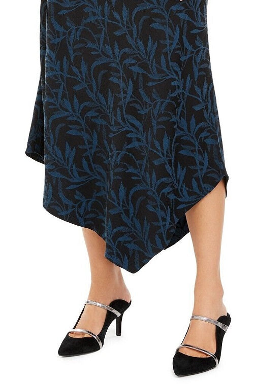 Alfani Women's Patterned MIDI Shift Skirt Blue Size 8