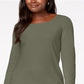 Karen Scott Women's Cotton Scoop Neck Top Green Size Petite Medium
