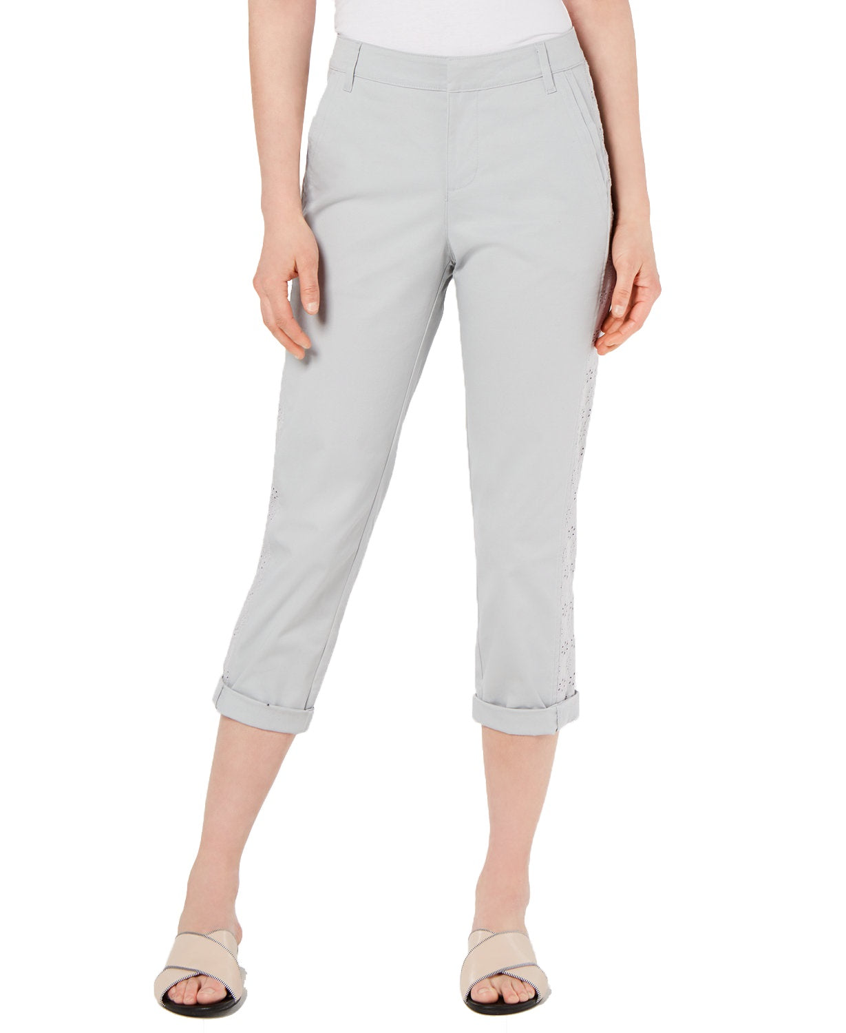 Style & Co Women's Chino Pants  Misty Harbor Silver Size 16