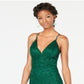 Emerald Sundae Junior's Glitter Lace Racerback Bodycon Dress Green Size XX-Small