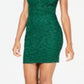 Emerald Sundae Junior's Glitter Lace Racerback Bodycon Dress Green Size XX-Small