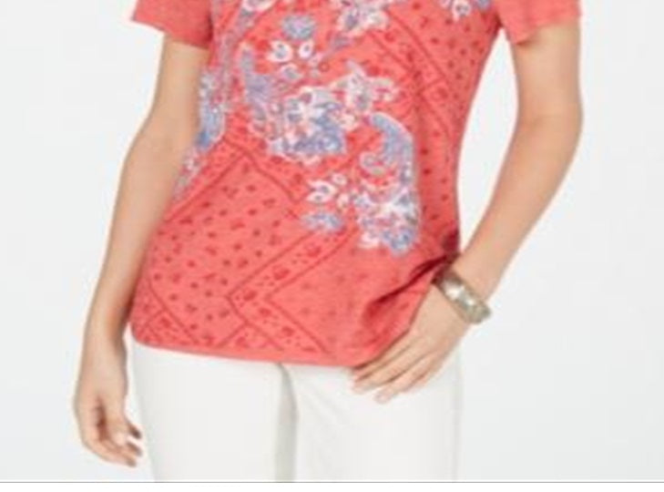 Style & Co Petite Graphic-Print T-Shirt Red Size Petite XL