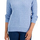 Karen Scott Women's Solid Cable Knit V Neck Sweater Blue Size M