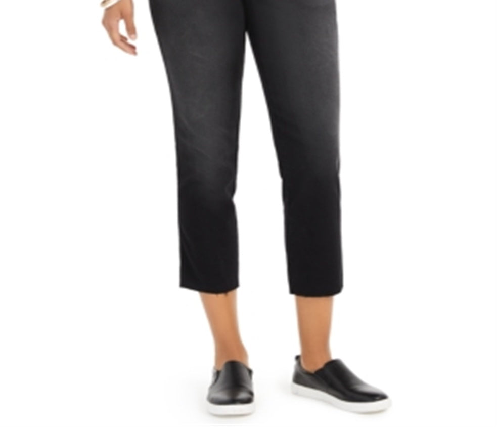 Style & Co Women's Straight Leg Cropped Denim Jeans Black Size 2