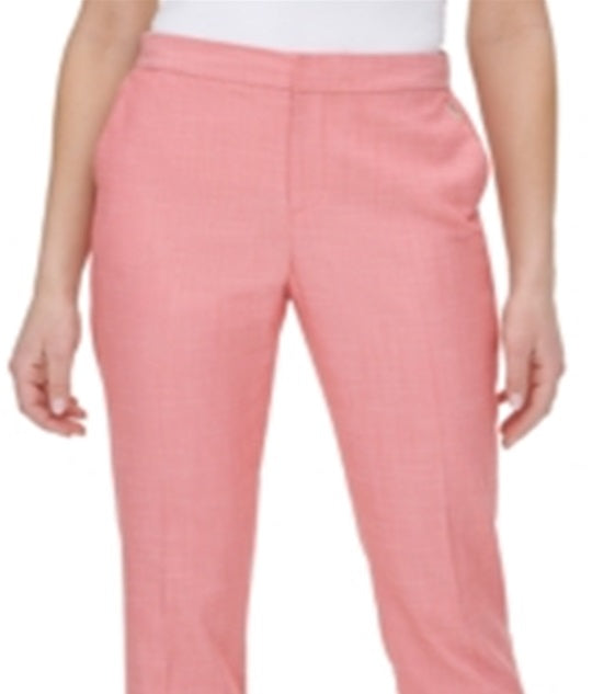 Tommy Hilfiger Womens Coral Zippered Pocketed Elastic Waist Partial Skinny Pants Pink Size 4