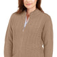 Karen Scott Women's Cable Knit Zippered Cardigan Brown Size Small