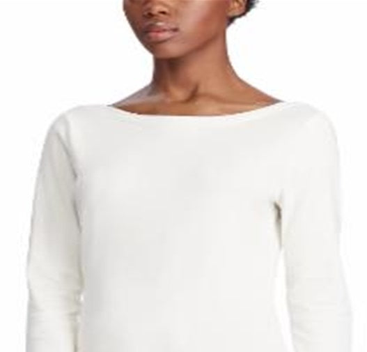 Ralph Lauren Women's Stretch Cotton Sweater White Size L