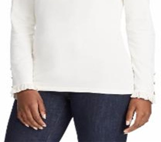 Ralph Lauren Women's Stretch Cotton Sweater White Size L