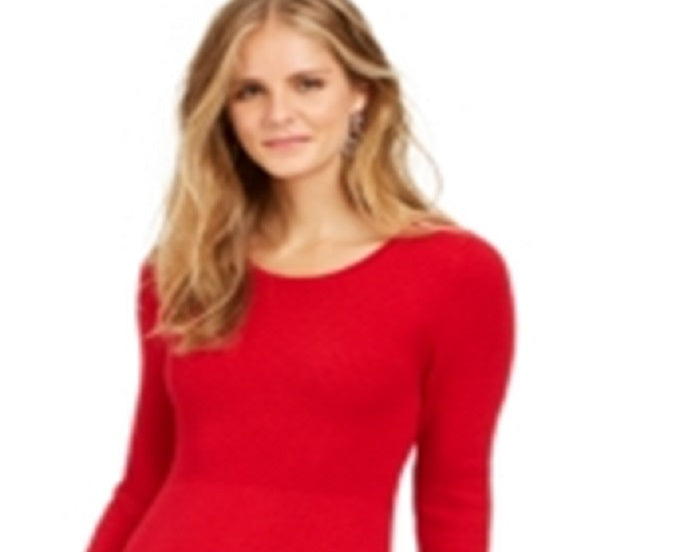 Style & Co Women's Ribbed Sweater Dress Red Size Petite S