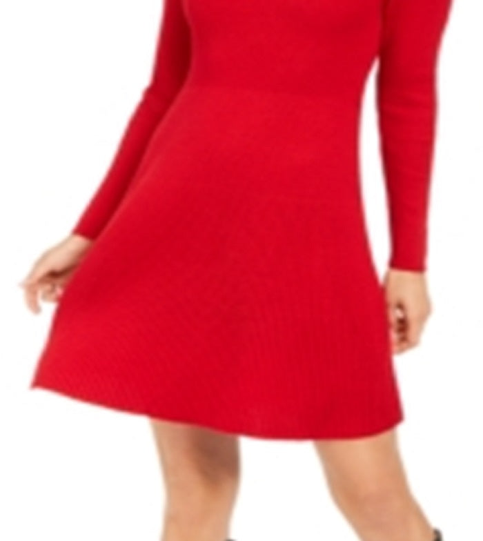 Style & Co Women's Ribbed Sweater Dress Red Size Petite S
