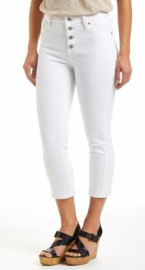 Max Studio Women's High Rise Frayed Crop Skinny Jeans White Size 10
