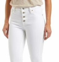 Max Studio Women's High Rise Frayed Crop Skinny Jeans White Size 10