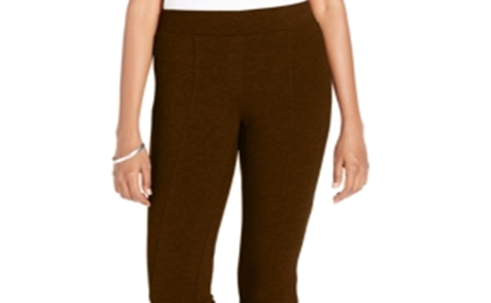 Style & Co Women's Petite Stretch Leggings Two-Pocket Back Brown Size PS