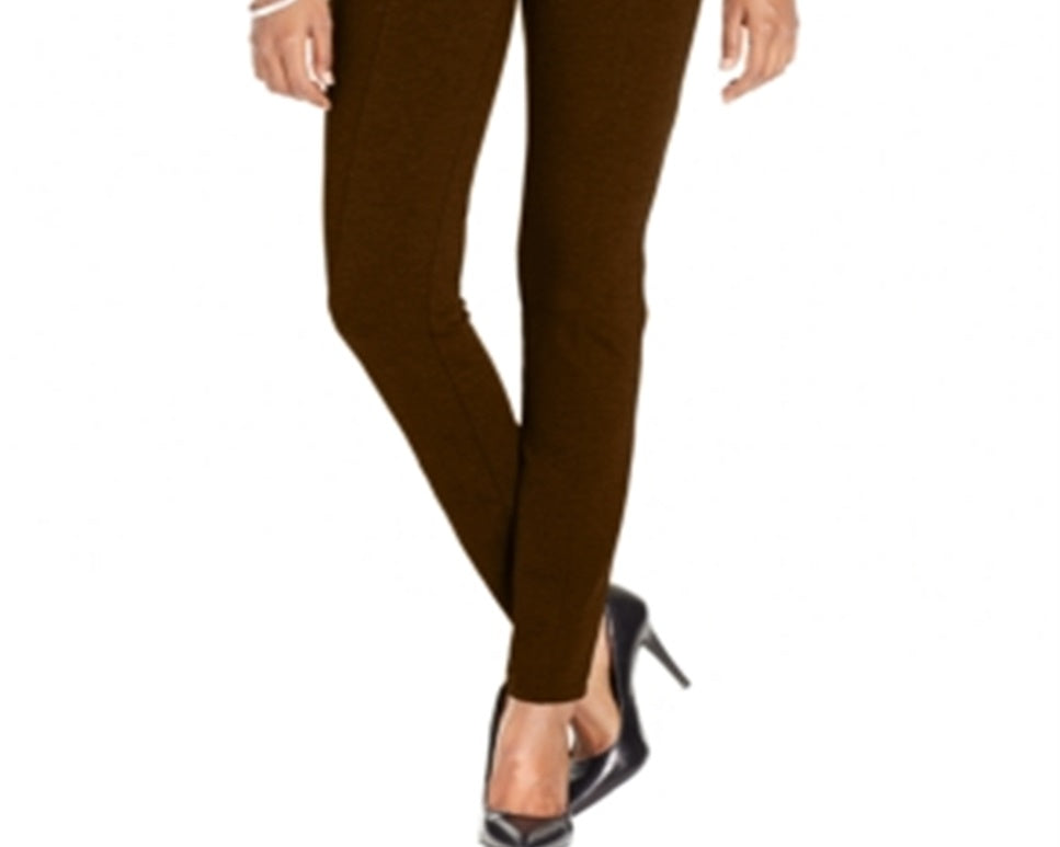 Style & Co Women's Petite Stretch Leggings Two-Pocket Back Brown Size PS