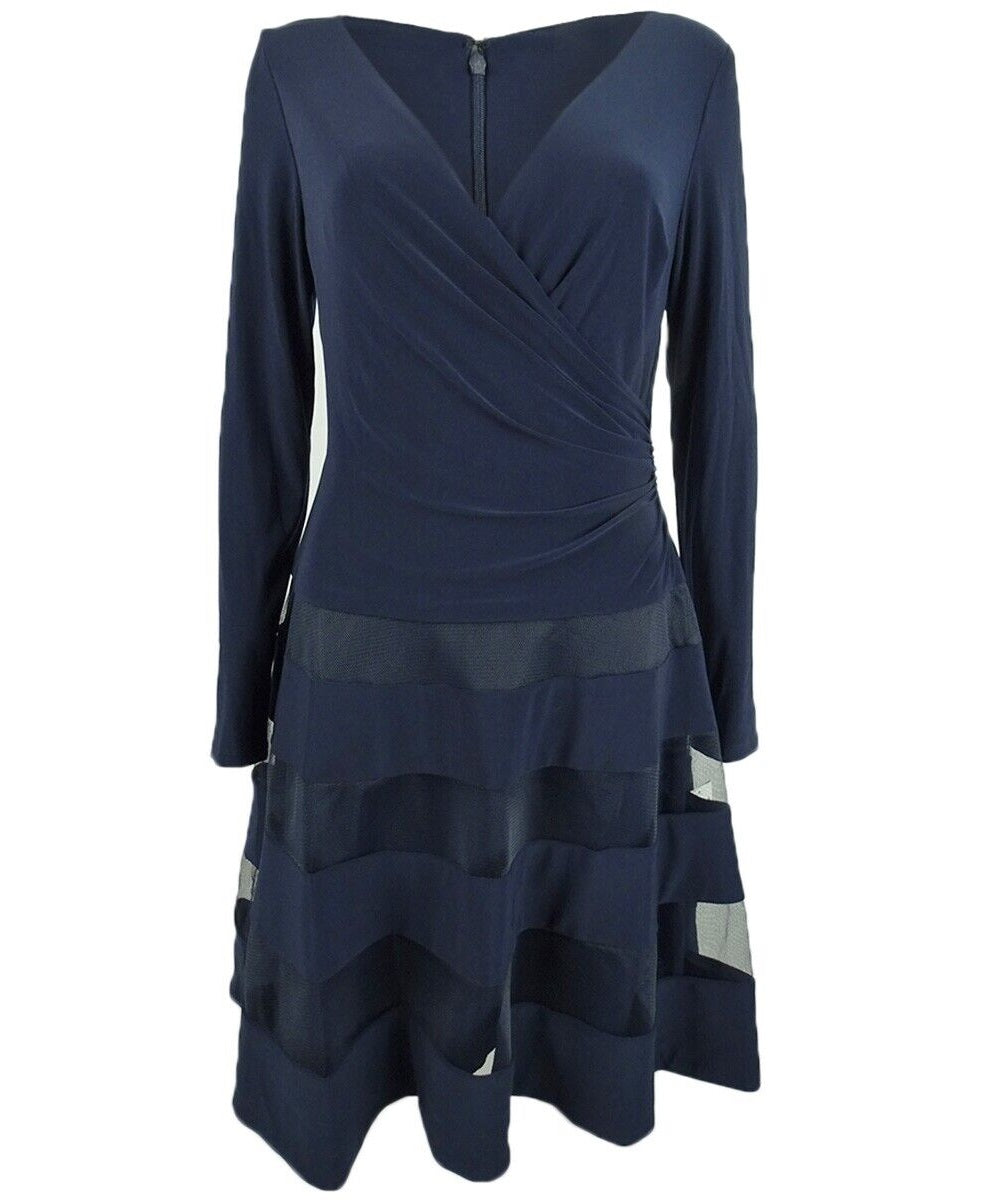 Lauren Ralph Lauren Women's Tulle-Trim Jersey Dress Navy  Size 2