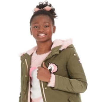 Epic Threads Big Girl's Unicorn Patch Jacket Green Size X-Large