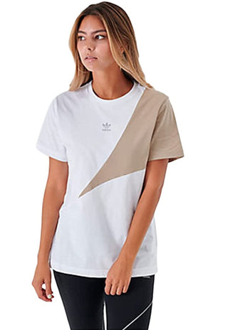 Adidas Originals Women's Cotton Colorblocked Boyfriend T-Shirt  White Size XS