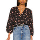 1.STATE Women's Floral Button up Shirt Black Size 1X