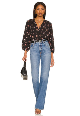 1.STATE Women's Floral Button up Shirt Black Size 1X