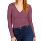 Bar III Women's Ruched Front V Neck Top Purple Size XL