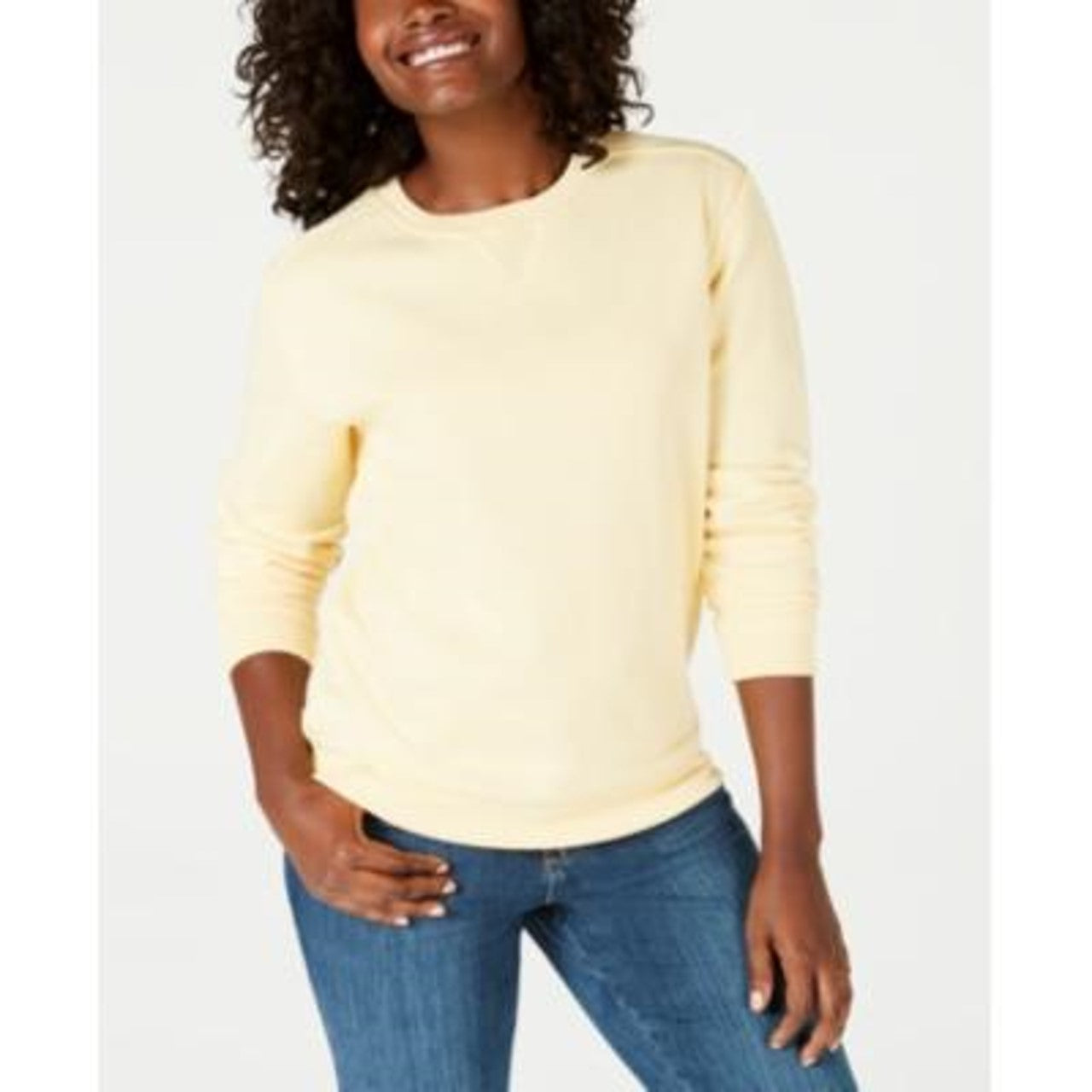 Karen Scott Women's Long Sleeve Crew Neck Sweater Yellow Size Medium