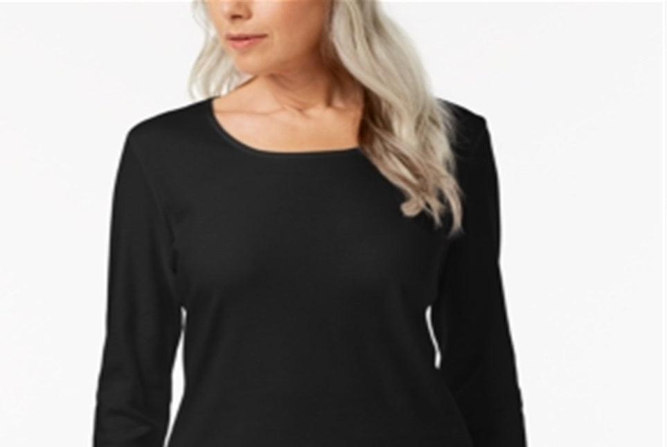 Karen Scott Women's Scoop Neck Top Black Size M