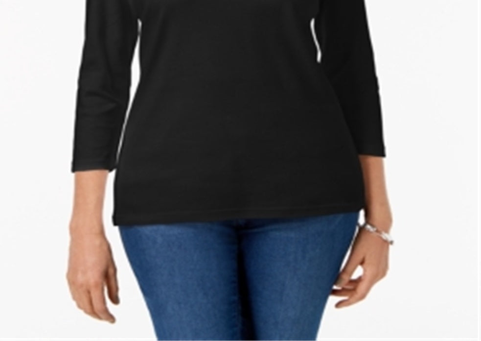 Karen Scott Women's Scoop Neck Top Black Size M