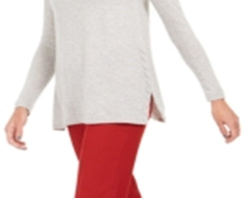 Charter Club Women's Cashmere Side-Weave Sweater  Silver Size Medium