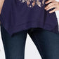 Style & Co Women's Metallic-Print Handkerchief Hem Top Navy Blue Size L