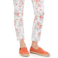 Charter Club Women's Floral Printed Bristol Capri Jeans White Size 10
