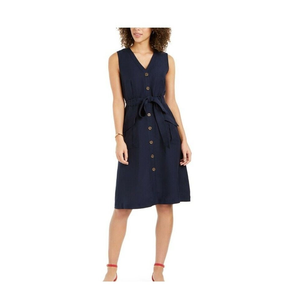 Charter Club Women's Button-Front Dress Intrepid Blue Size 10