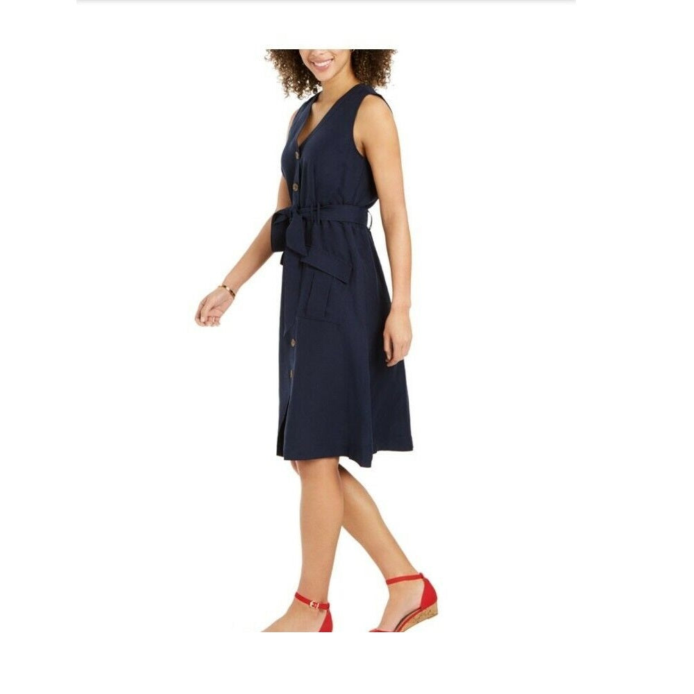 Charter Club Women's Button-Front Dress Intrepid Blue Size 10