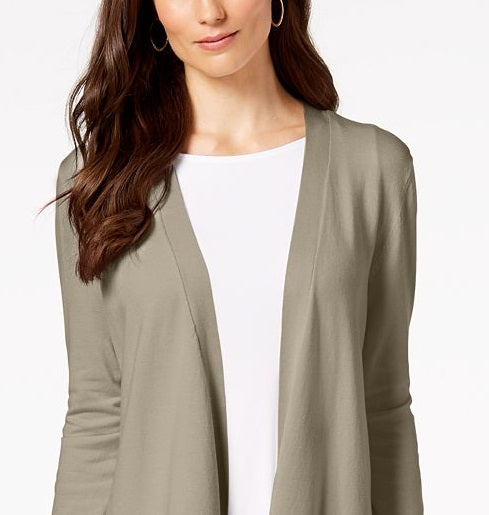 Charter Club Women's Open Front Cardigan Gray Size Small