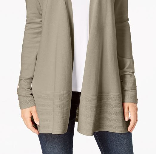 Charter Club Women's Open Front Cardigan Gray Size Small