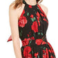INC International Concepts Women's Floral Print Halter Maxi Dress Black Size 4