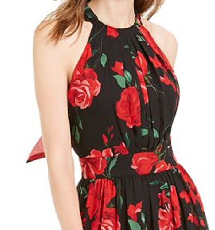 INC International Concepts Women's Floral Print Halter Maxi Dress Black Size 4