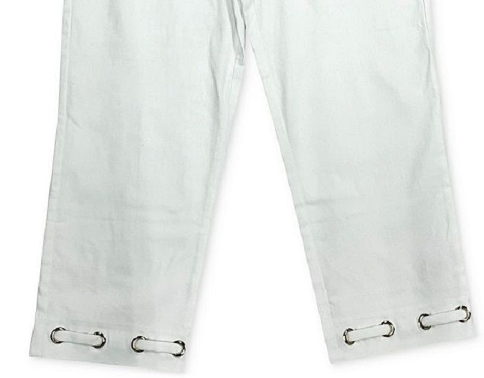 JM Collection Women's Grommet TrimTummy Control Capri Pants White Size Large