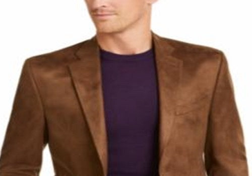 Ralph Lauren Men's Faux Suede Classic Fit Two Button Blazer Brown Size 46