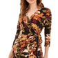 INC International Concepts Women's Jungle Print Faux Wrap Dress Black Size Petite XL