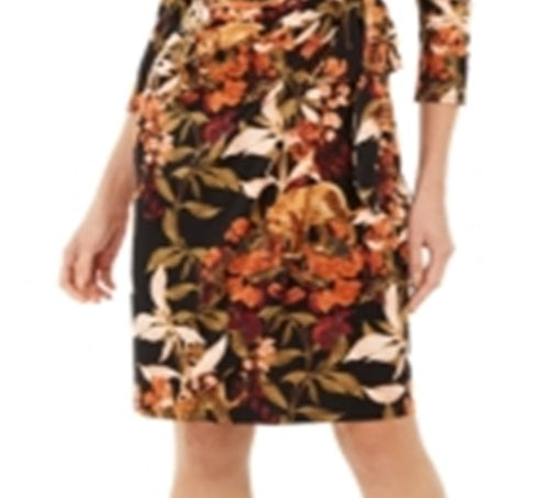 INC International Concepts Women's Jungle Print Faux Wrap Dress Black Size Petite XL