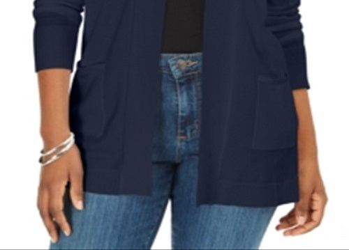Karen Scott Women's Pointelle Collar Cardigan Blue Size Petite XL