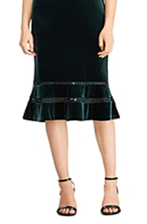 Ralph Lauren Women's V Neck Below the Knee Sheath Cocktail Dress Green Size 4