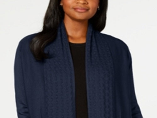 Karen Scott Women's Pointelle Collar Cardigan Blue Size Petite XL