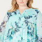 Charter Club Women's Plus Printed Tiered Ruffle Top Blue Size 1X
