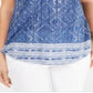 Style & Co Women's Cotton Printed Scoop Neck Top Blue Size X-Small